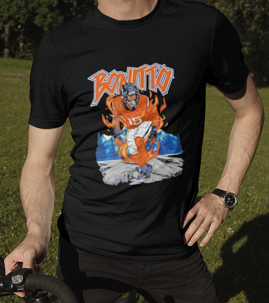 Bonitto 15 Football Flames And Mountains Graphic T-Shirt