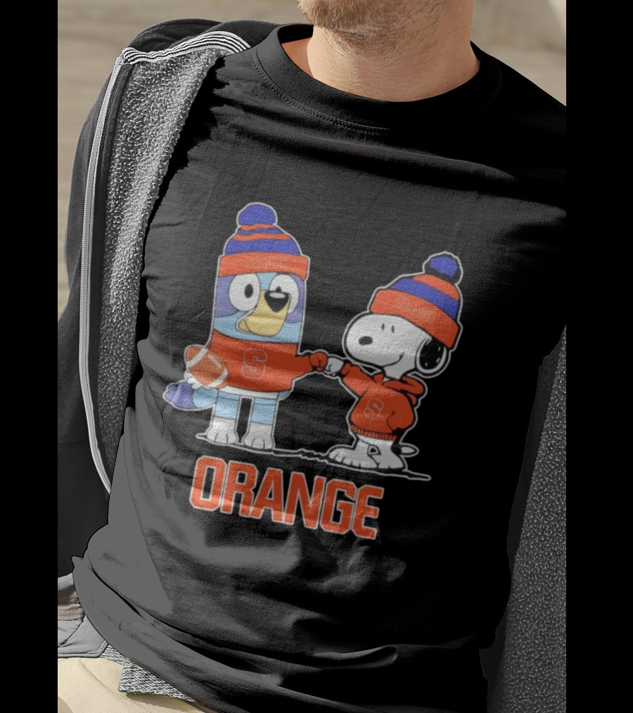 Snoopy Bluey Syracuse Orange Football Collaboration T-Shirt