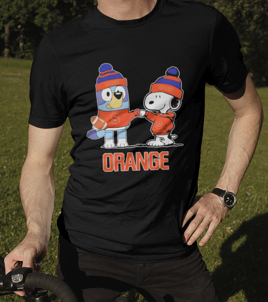 Snoopy Bluey Syracuse Orange Football Collaboration T-Shirt