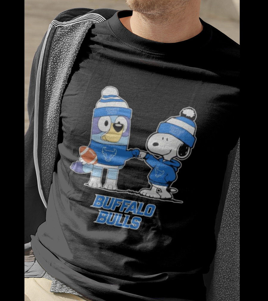 Snoopy Bluey Buffalo Bulls Football Collaboration T-Shirt