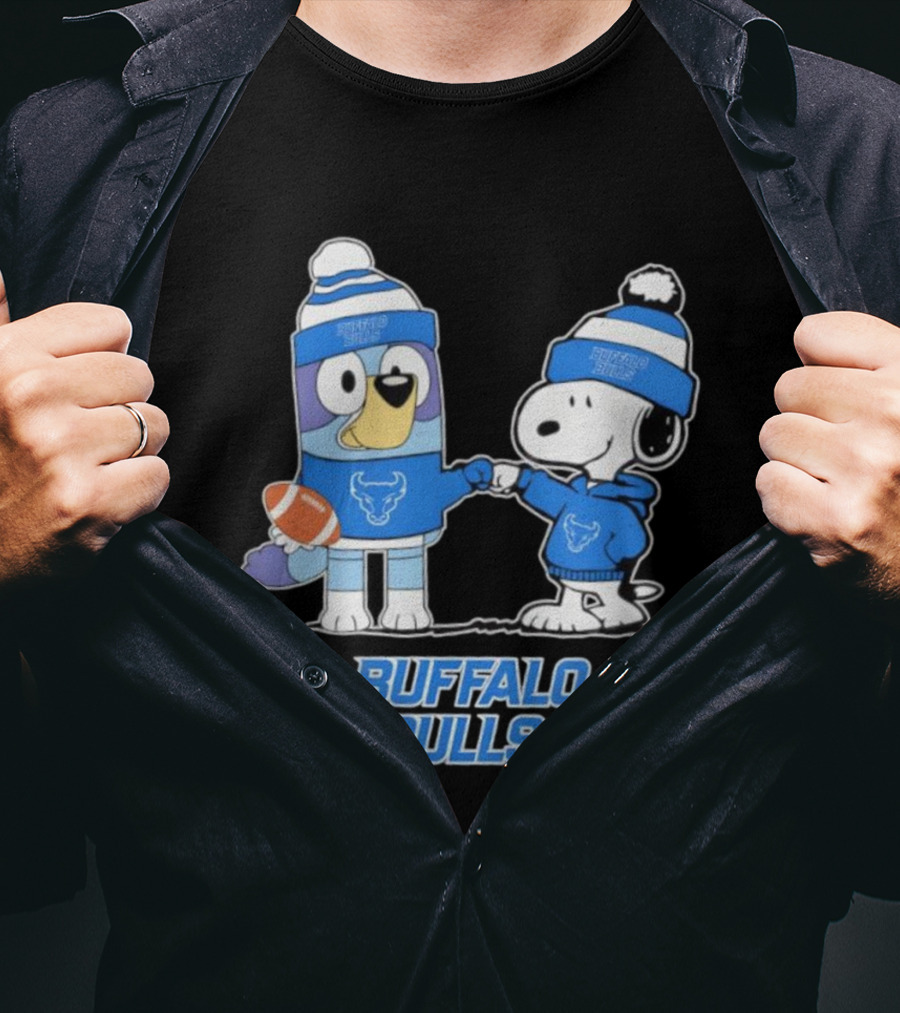 Snoopy Bluey Buffalo Bulls Football Collaboration T-Shirt