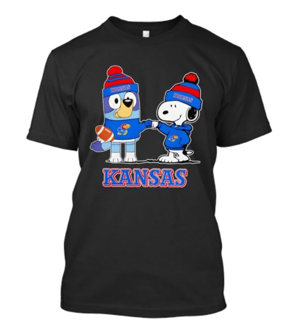 Kansas Jayhawks Football Snoopy X Bluey Collaboration T-Shirt
