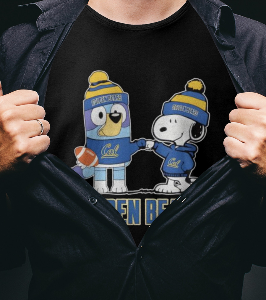 Snoopy Bluey Cal Bear Golden Bears Football Collaboration T-Shirt