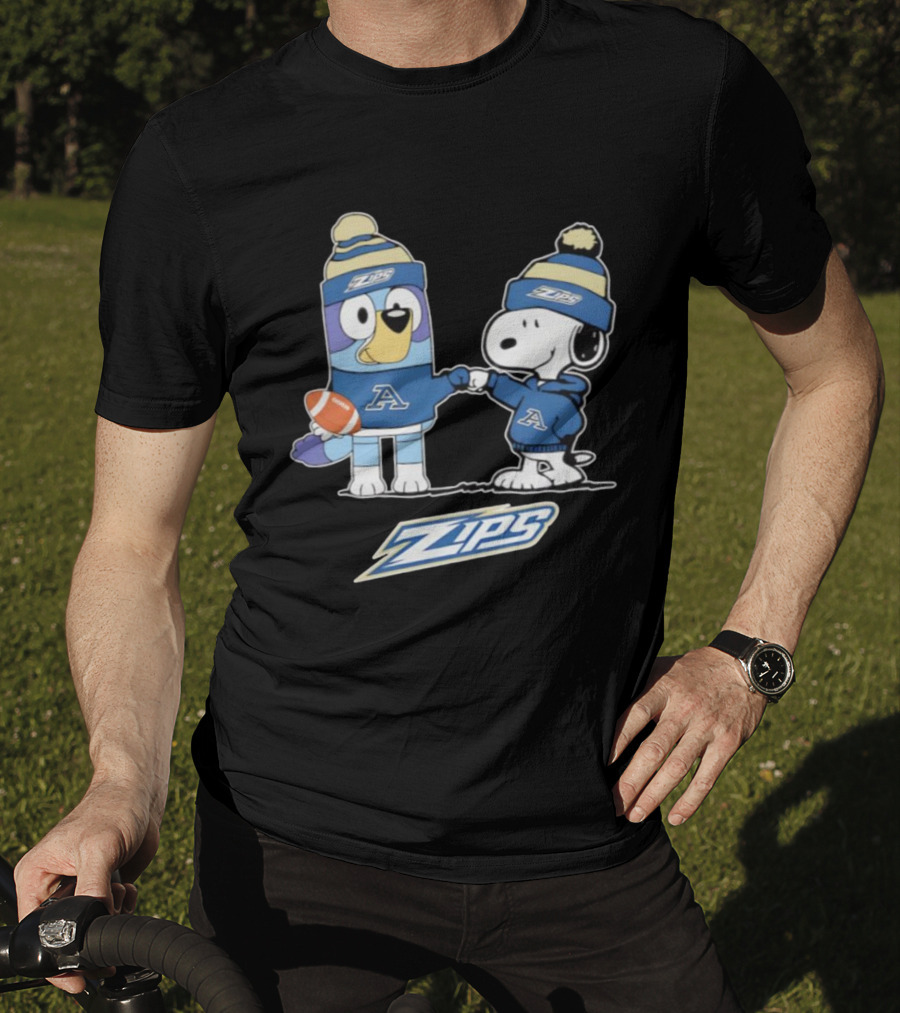 Snoopy X Bluey Akron Zips Football A Collaboration T-Shirt