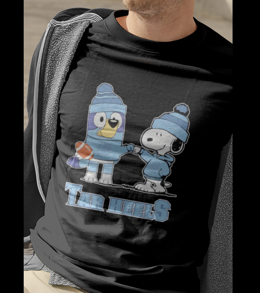 Snoopy Bluey Collaboration North Carolina Tar Heels Football T-Shirt
