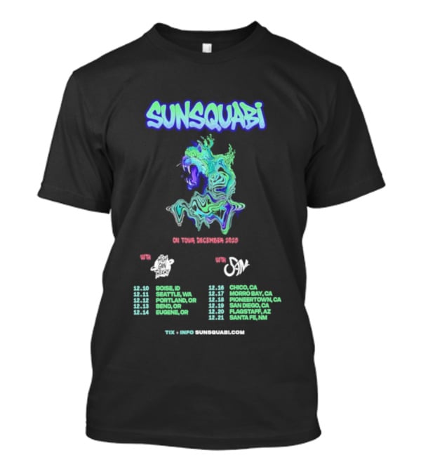 SunSquabi December 2025 Tour Dates And Venues With Unique Artwork T-Shirt