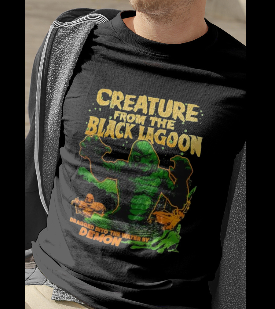 Creature From The Black Lagoon Dragged Into The Water By Demon T-Shirt