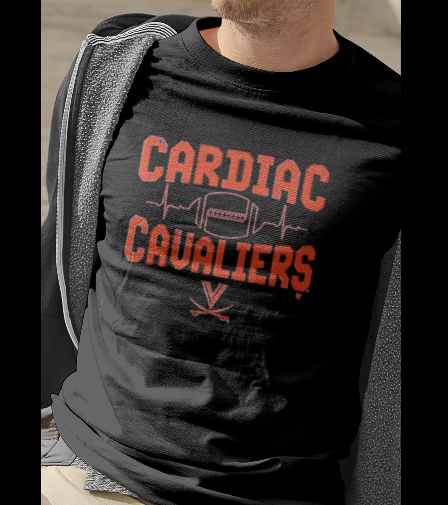 Cardiac Cavaliers Virginia Football Heartbeat Logo T-Shirt