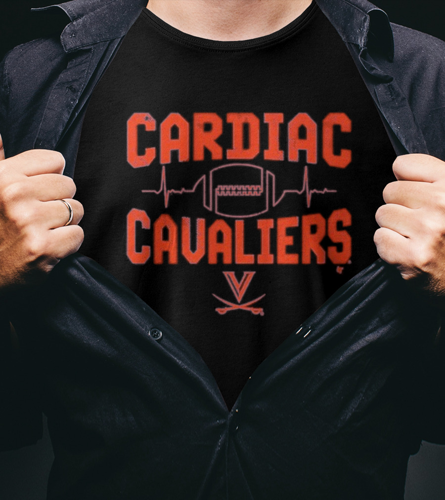 Cardiac Cavaliers Virginia Football Heartbeat Logo T-Shirt