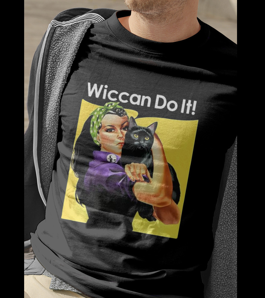 Wiccan Do It Rosie The Riveter Black Cat Magic Empowerment T-Shirt