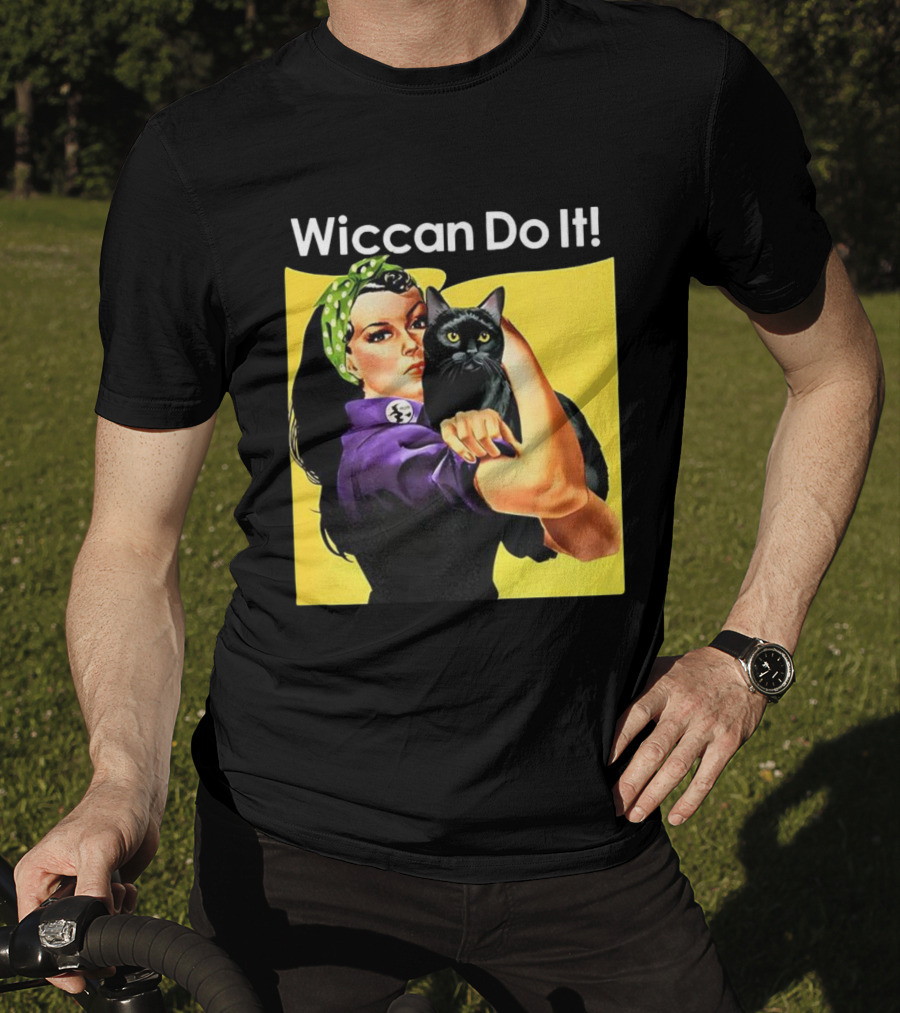 Wiccan Do It Rosie The Riveter Black Cat Magic Empowerment T-Shirt