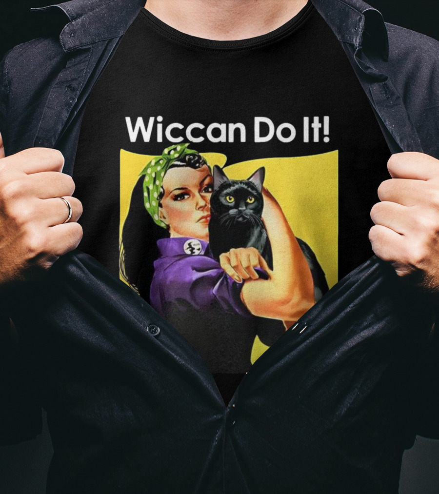 Wiccan Do It Rosie The Riveter Black Cat Magic Empowerment T-Shirt