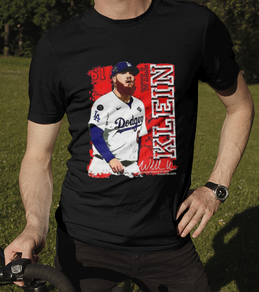 Will Klein Los Angeles Dodgers Number 61 Greatest Game Of All Time 2025 Signature T-Shirt