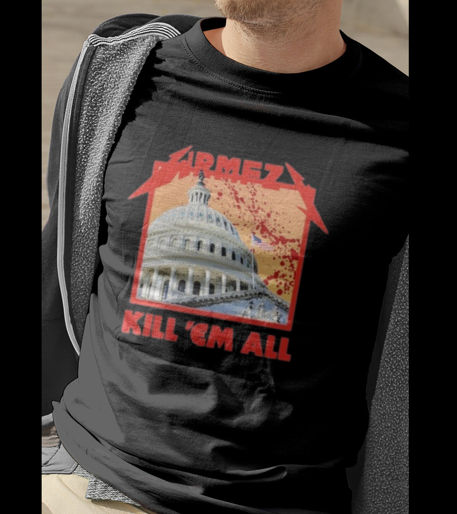WRMFZY Kill Em All Capitol Blood Spatter American Flag T-Shirt