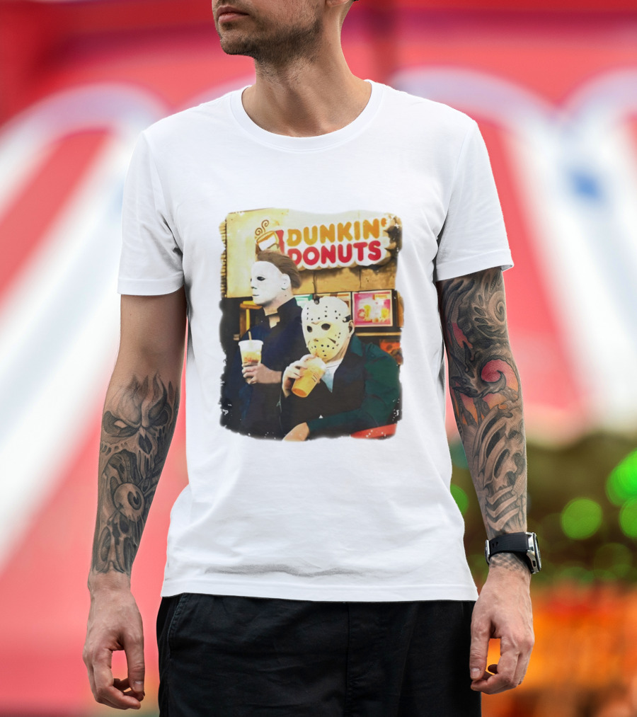 Dunkin Donuts Halloween Michael Jason Horror Movie Funny T-Shirt