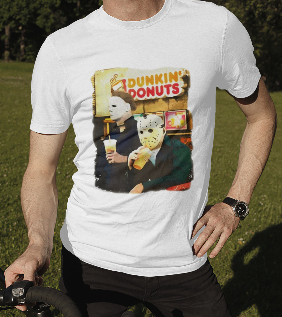Dunkin Donuts Halloween Michael Jason Horror Movie Funny T-Shirt