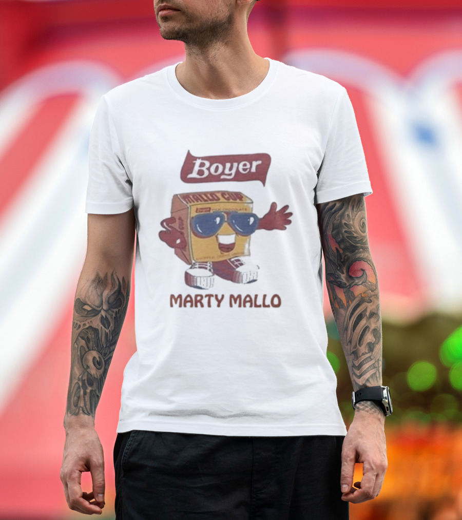 Boyer Mallo Cup Marty Mallo Character With Sunglasses T-Shirt