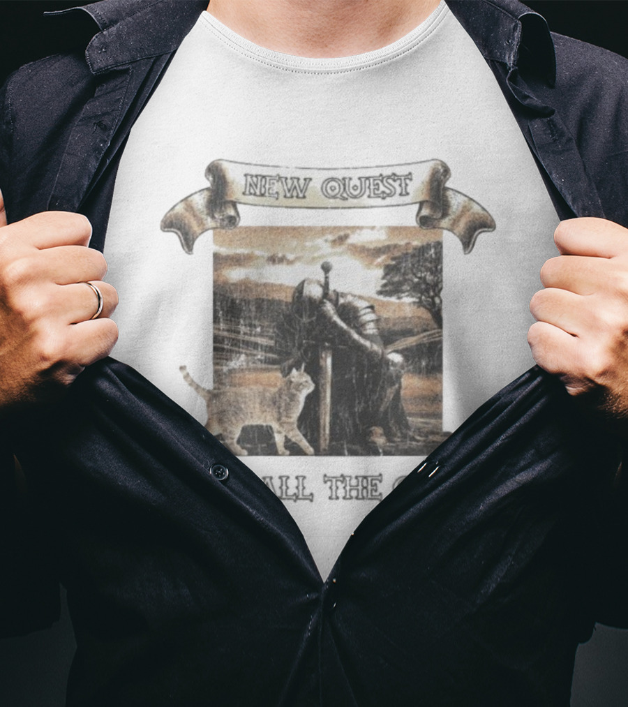 New Quest Pet All The Cats Knight Medieval Adventure T-Shirt