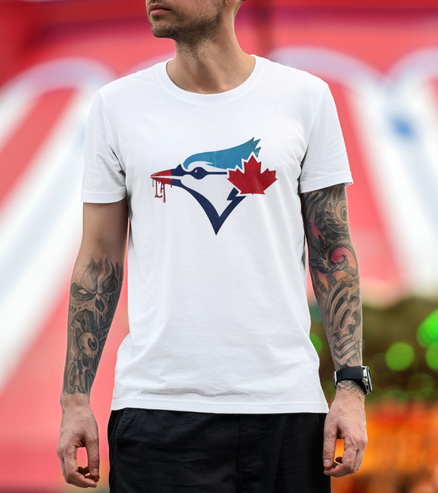 Toronto Blue Jays Dripping Maple Leaf Bird Emblem T-Shirt