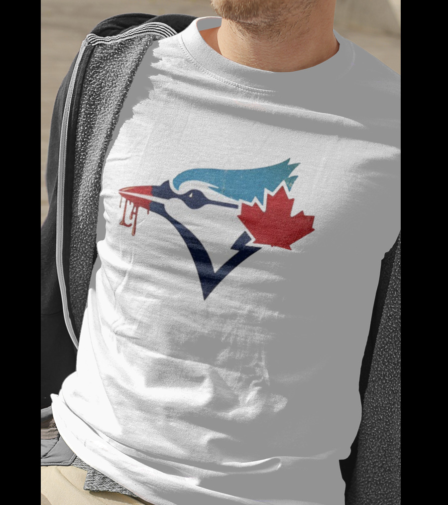 Toronto Blue Jays Dripping Maple Leaf Bird Emblem T-Shirt