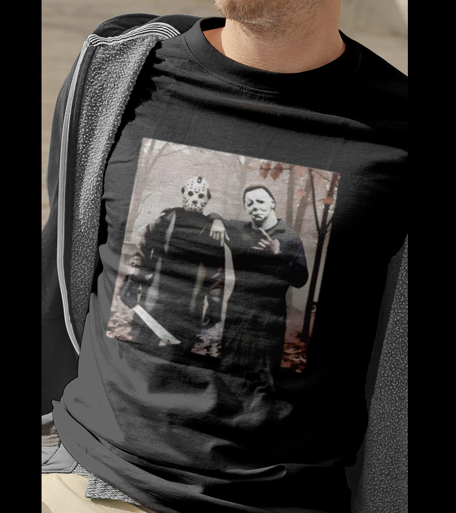 Jason Voorhees Michael Myers Halloween Horror Characters Forest Scene T-Shirt