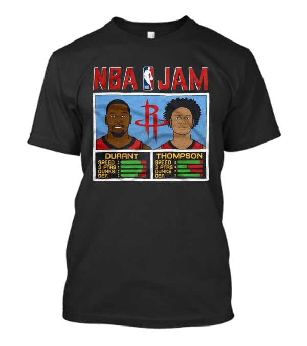 Kevin Durant Amen Thompson Houston Rockets NBA Jam Retro Style T-Shirt