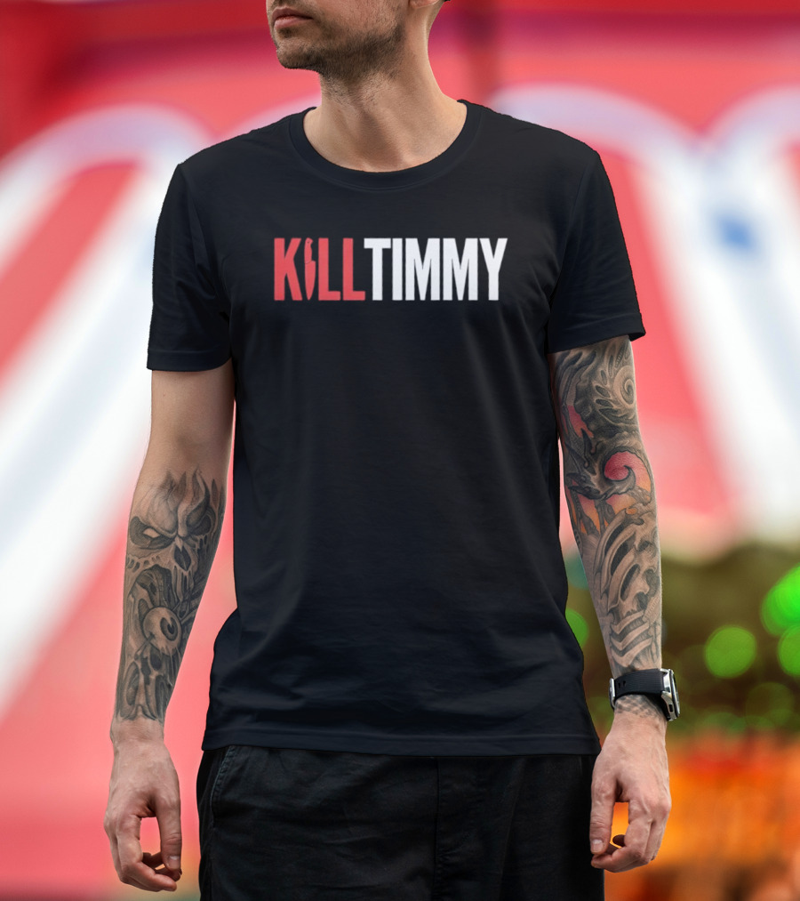 KILL TIMMY Knife Lettering Red White Contrast T-Shirt