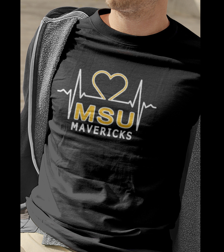 MSU Mavericks Heartbeat Love T-Shirt