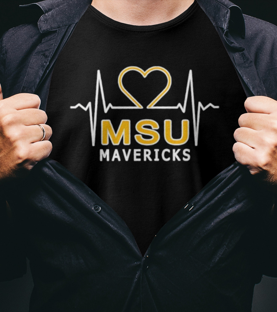 MSU Mavericks Heartbeat Love T-Shirt