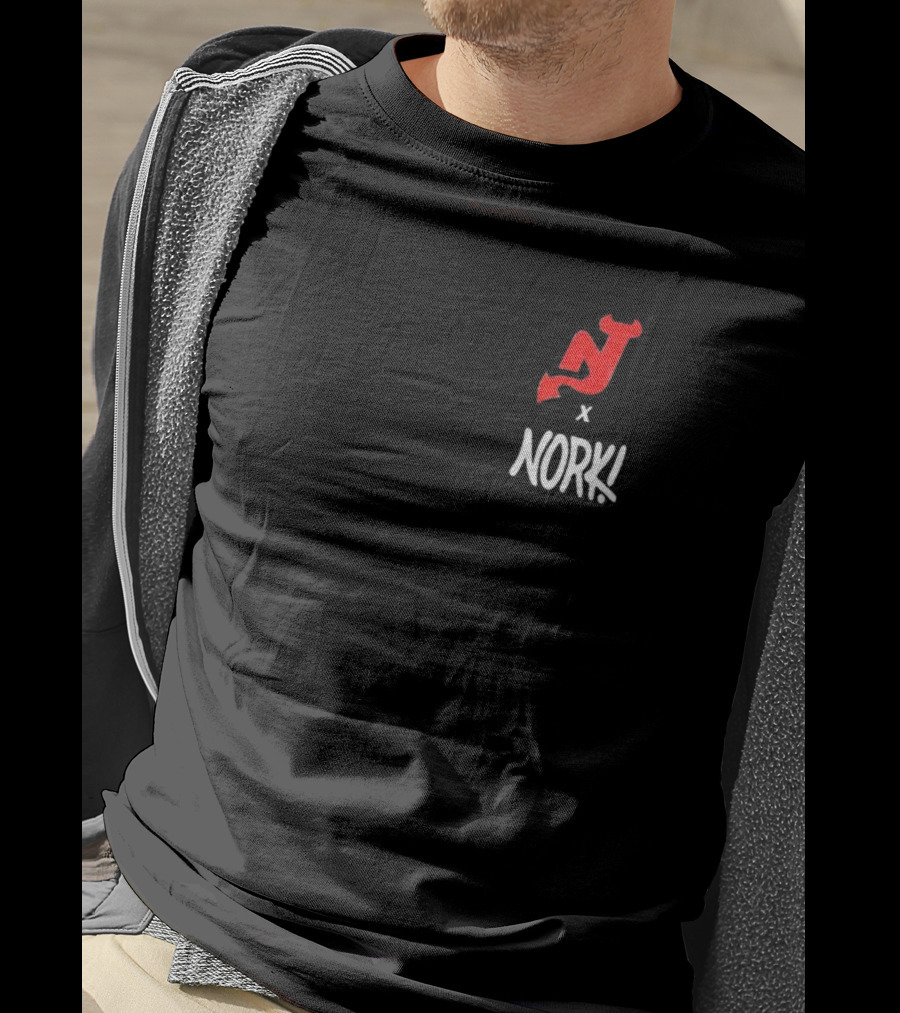 New Jersey Devils X Nork Los Diablos Collaboration Red NJ Logo T-Shirt