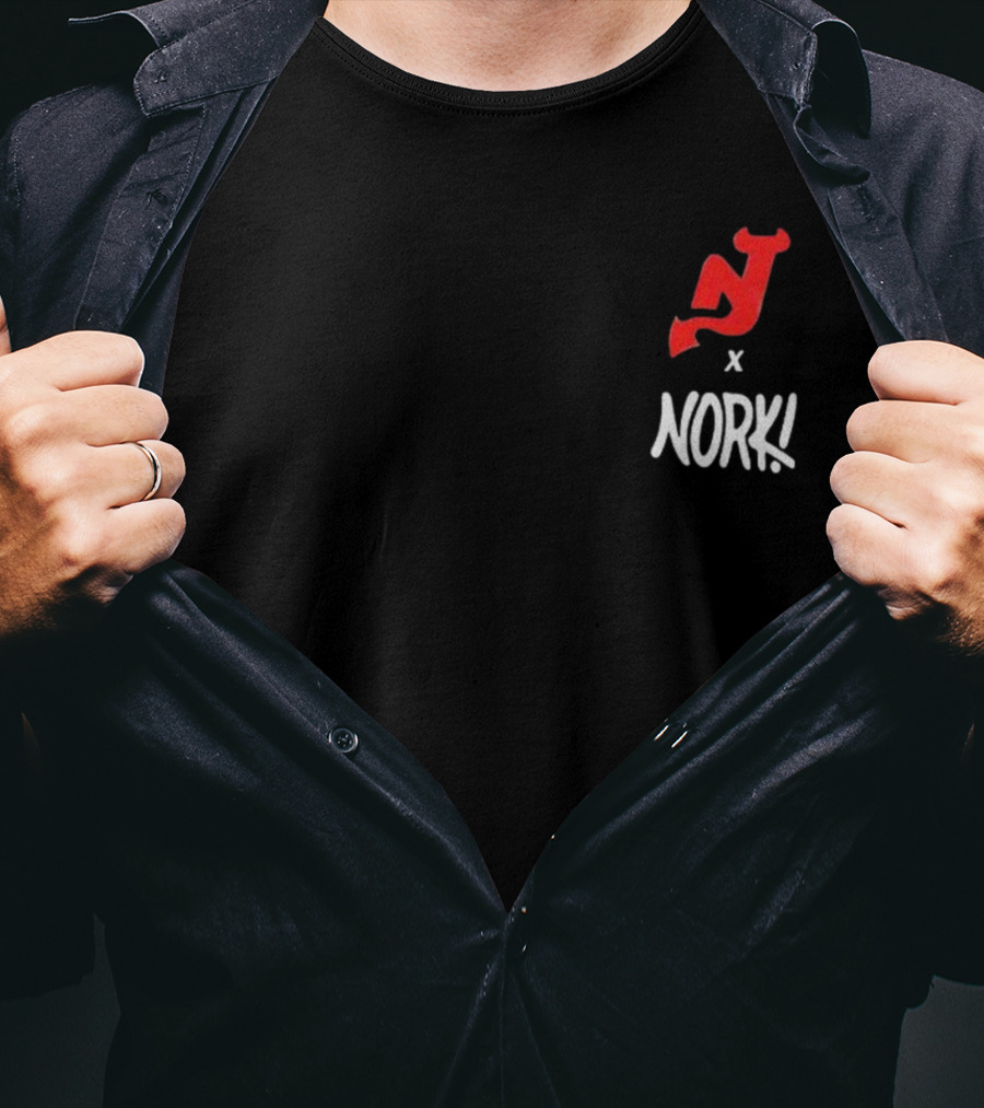 New Jersey Devils X Nork Los Diablos Collaboration Red NJ Logo T-Shirt