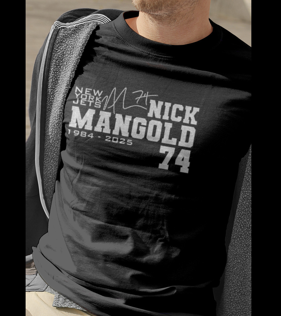 New York Jets NFL Nick Mangold 74 1984 2025 Signature T-Shirt