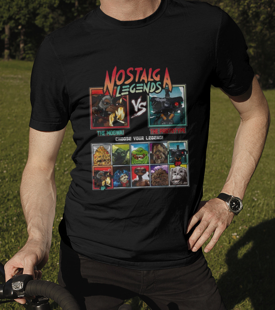 Nostalgia Legends Mogwai Vs Prototype Retro Battle Choose Your Legend T-Shirt