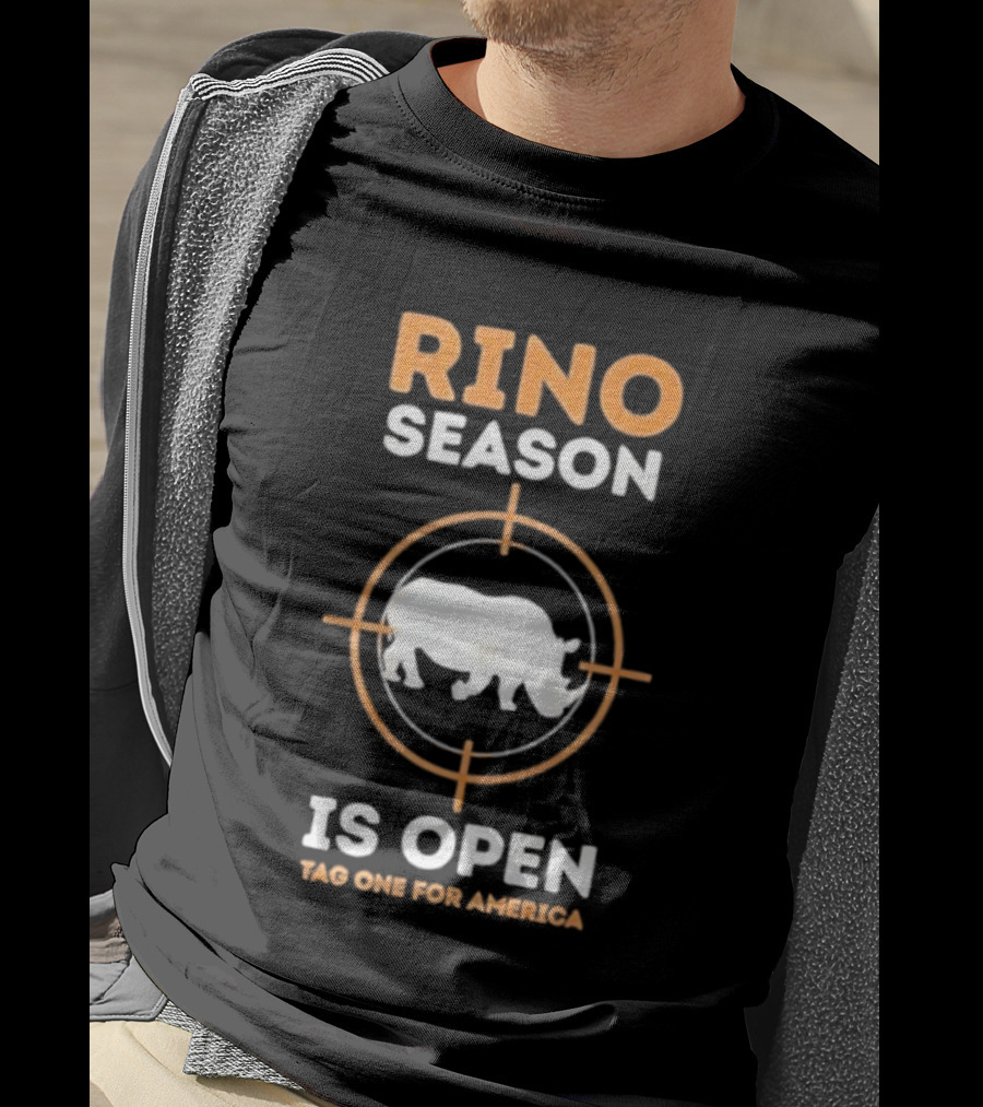 Rino Season Is Open Tag One For America Text With Target And Rhino Graphic T-Shirt