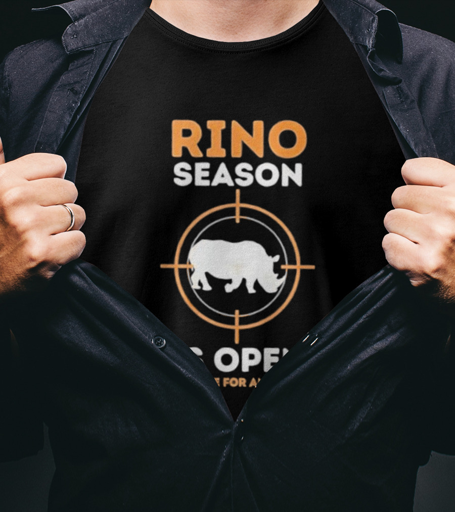 Rino Season Is Open Tag One For America Text With Target And Rhino Graphic T-Shirt