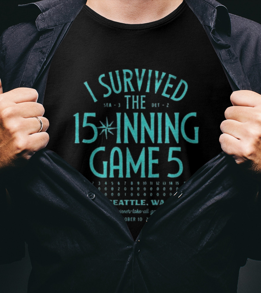I Survived The 15 Inning Game 5 Seattle WA 2025 Seattle Mariners T-Shirt