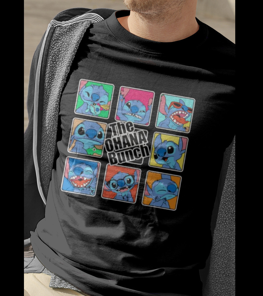 The OHANA Bunch Stitch Nine Panel Grid Colorful Expressions T-Shirt