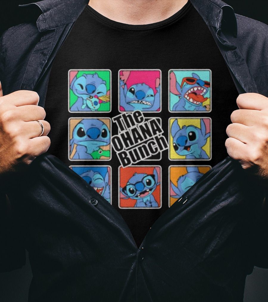 The OHANA Bunch Stitch Nine Panel Grid Colorful Expressions T-Shirt