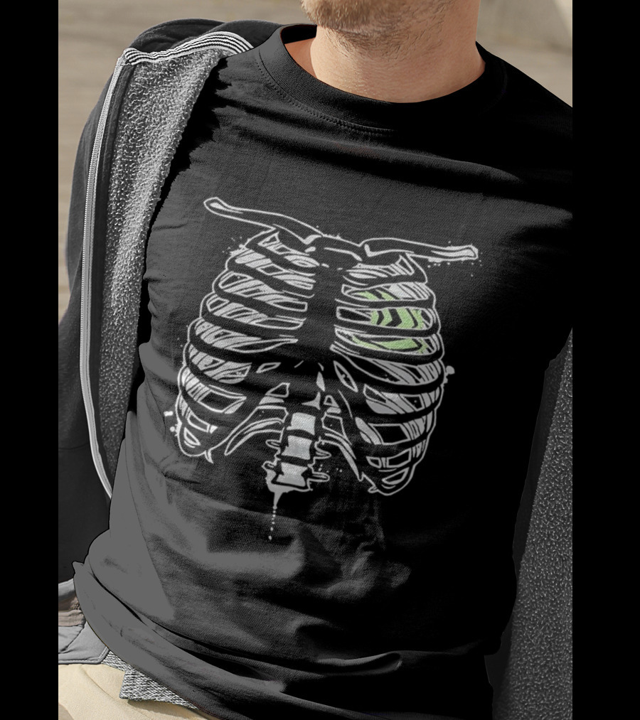 X Ray Chest NVIDIA Heart In Green Rib Cage T-Shirt
