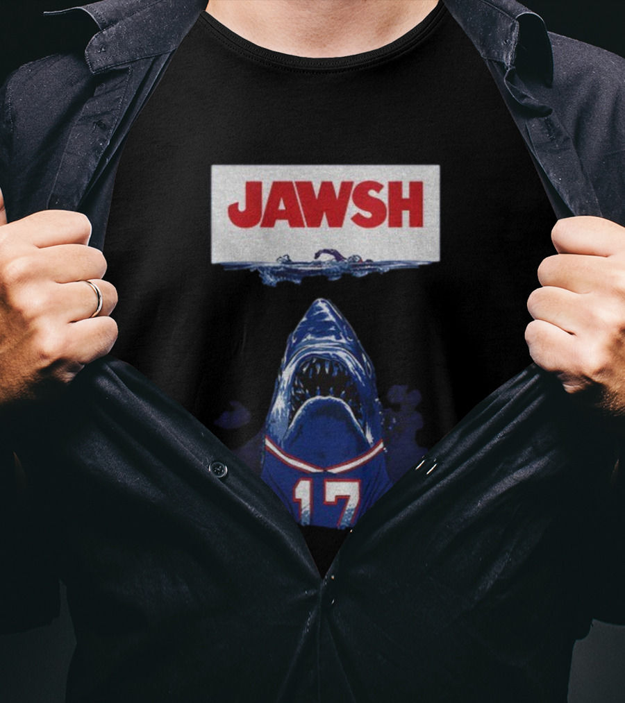 Buffalo Bills Josh Allen 17 Jawsh Jaws Pop Culture Mashup T-Shirt