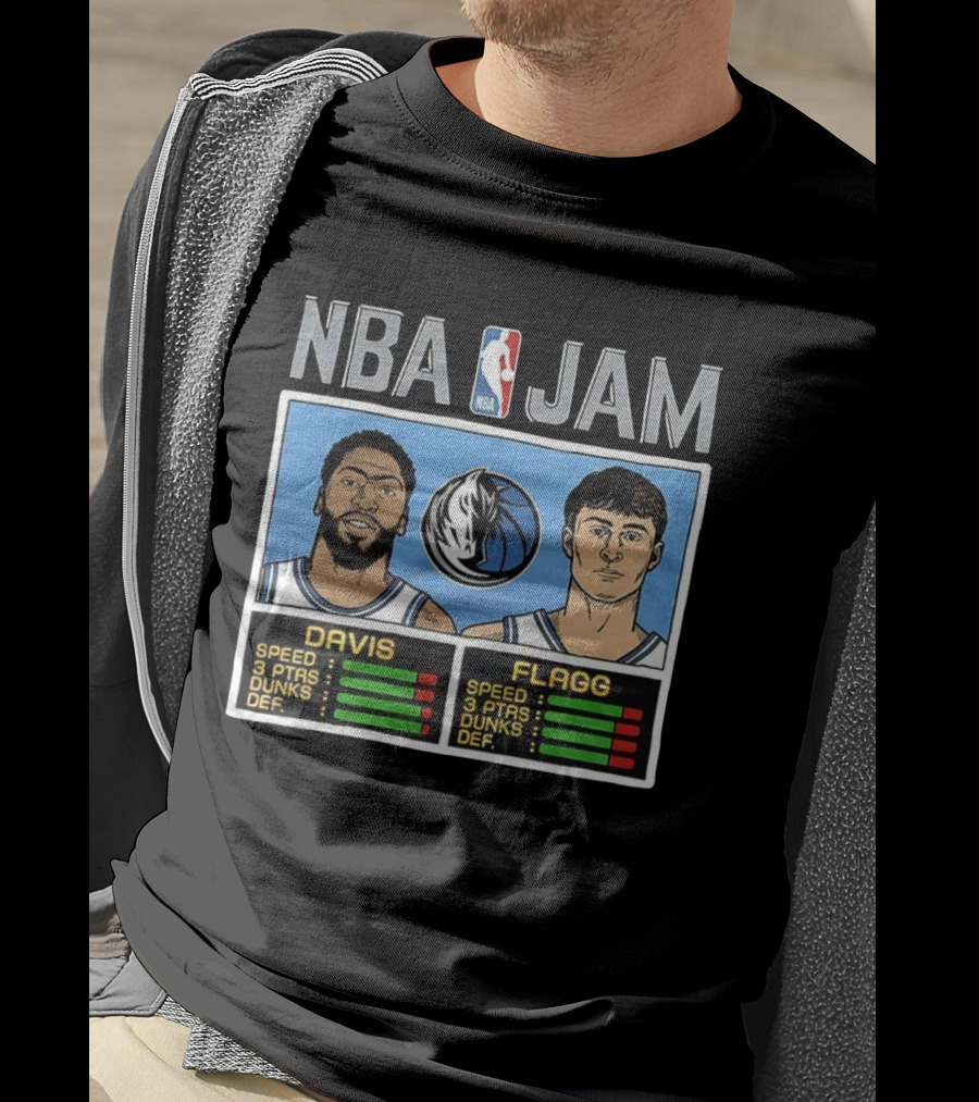 Anthony Davis Cooper Flagg NBA Jam Dallas Mavericks Retro Style T-Shirt