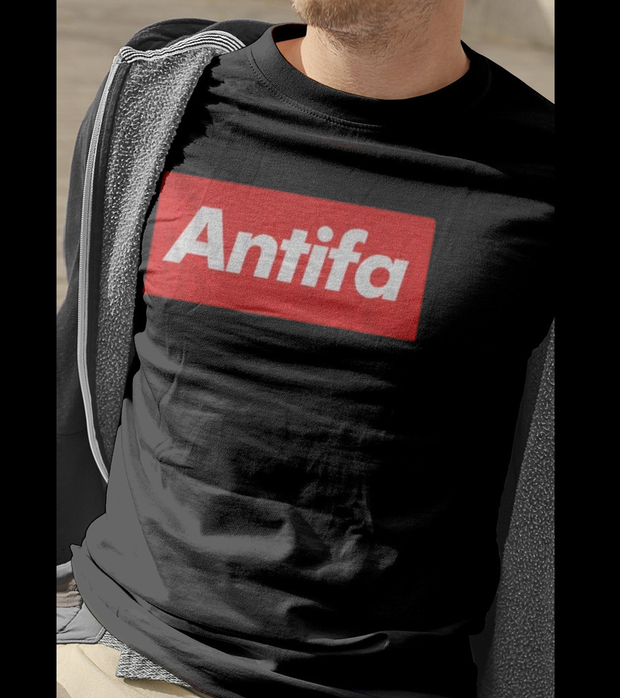 Antifa Supre American Antifascist Political Red Rectangle T-Shirt