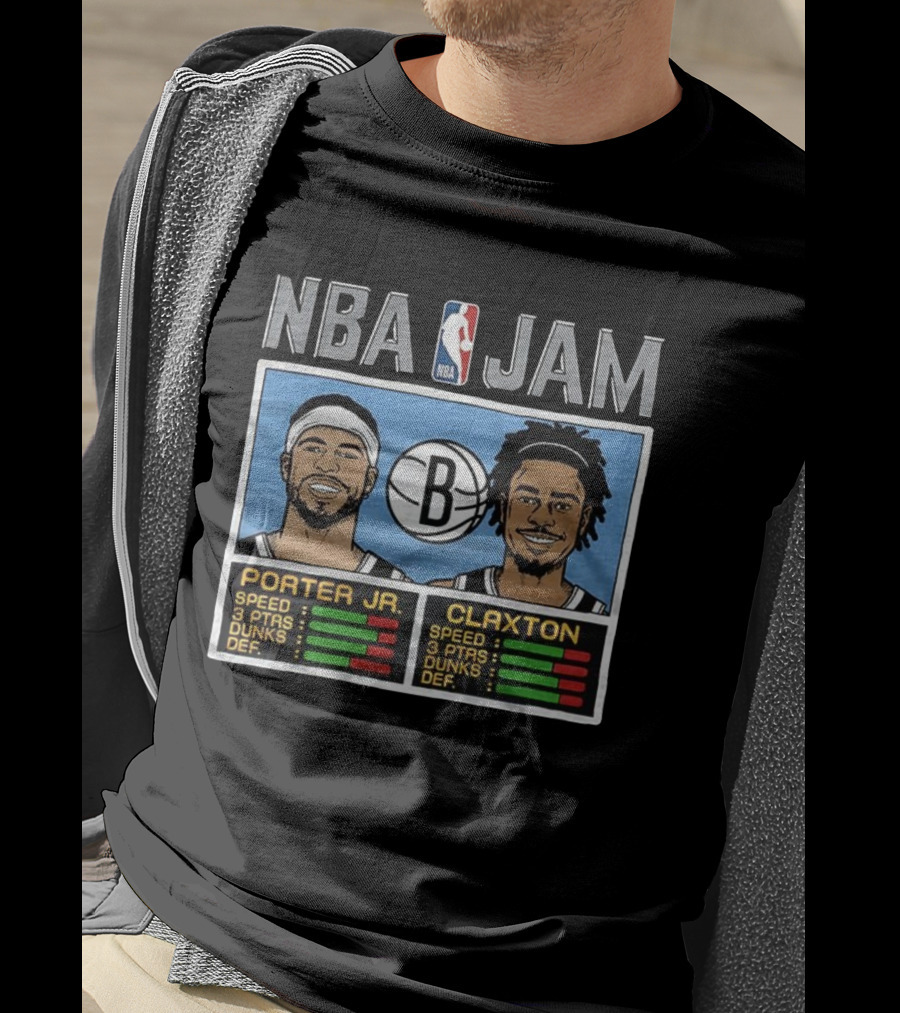 NBA Jam Porter Jr Claxton Brooklyn Nets Player Stats T-Shirt