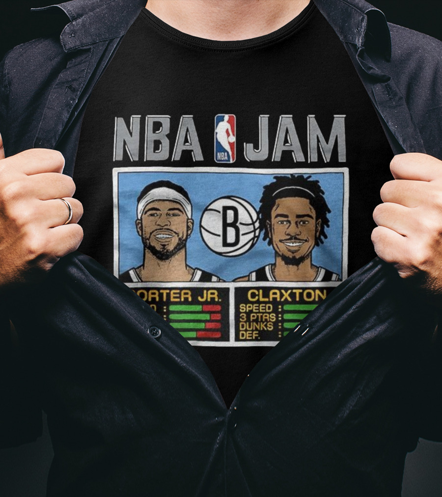 NBA Jam Porter Jr Claxton Brooklyn Nets Player Stats T-Shirt