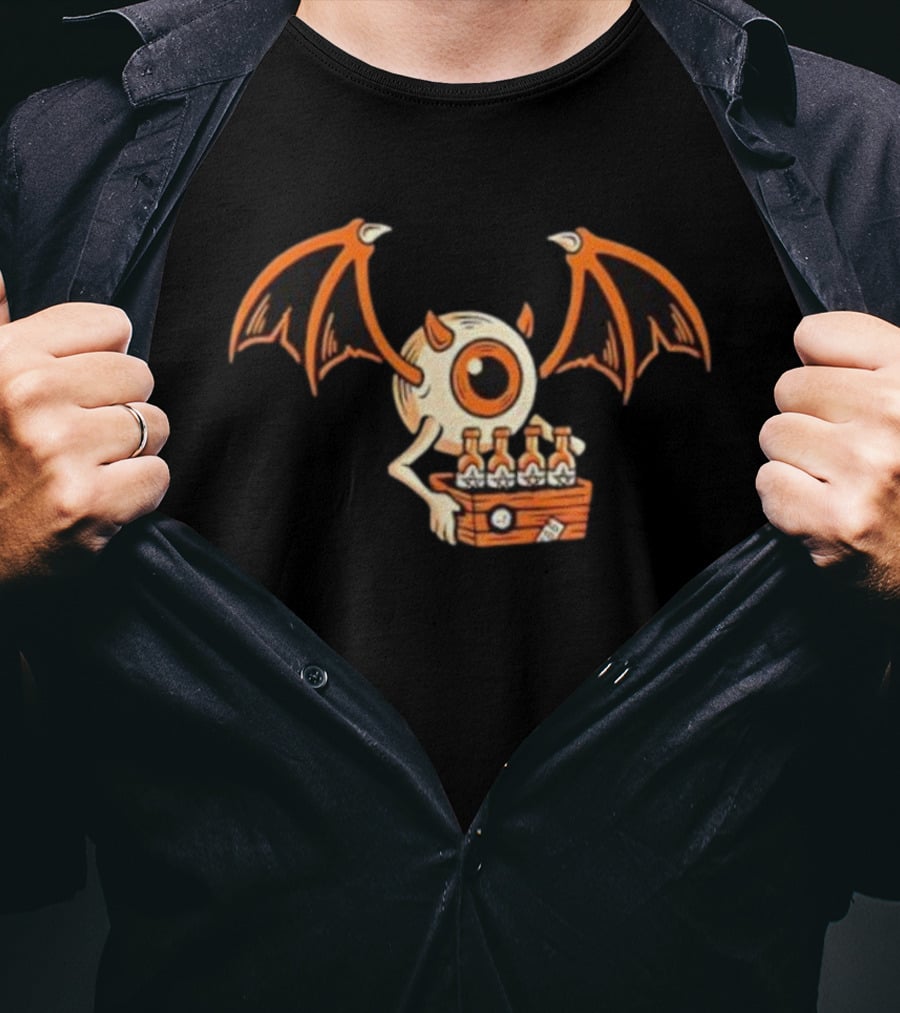 Flying Eyeball Monster With Wings Carrying Six-Pack T-Shirt