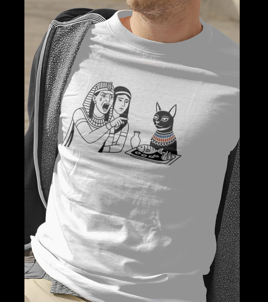 Egyptian Woman Yelling At Cat Goddess Bastet Meme Illustration T-Shirt