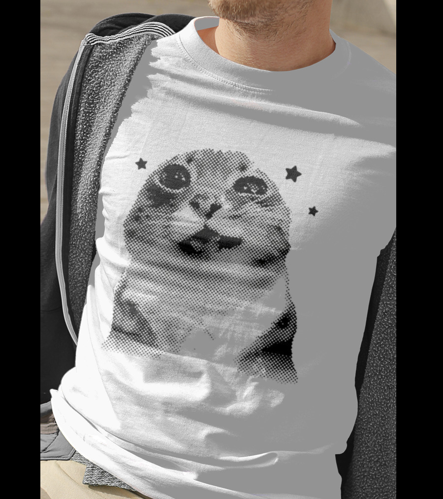 Rigby Cat Floating In Space Retro Star Meme T-Shirt