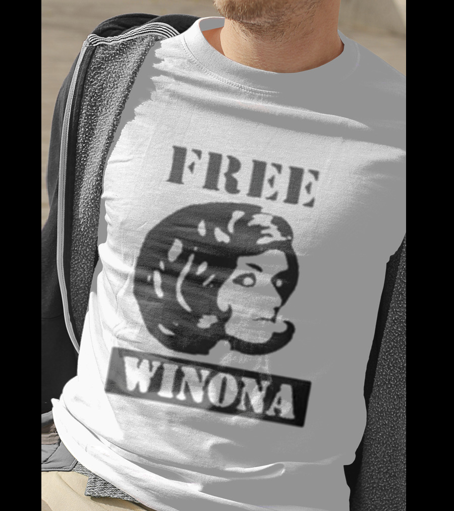 Free Winona Ryder Retro Stencil Style T-Shirt