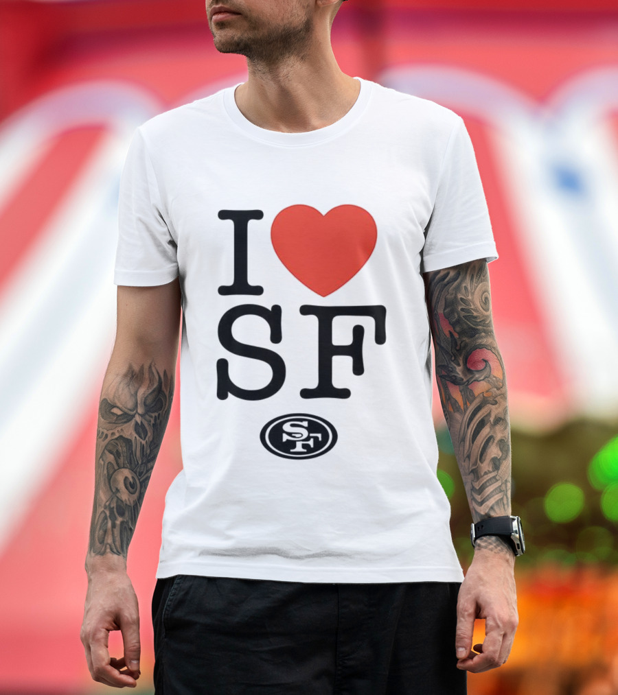 San Francisco 49ers I Love SF Heart Symbol Football Team Logo T-Shirt