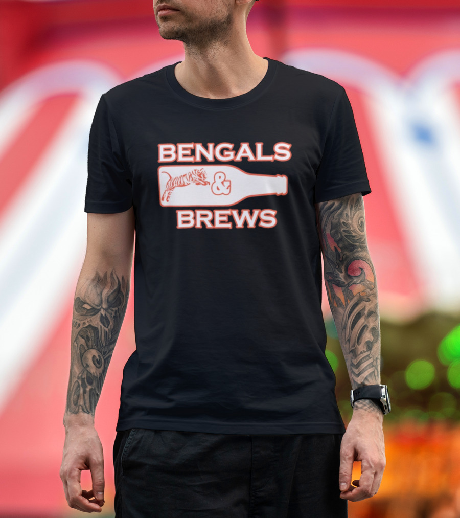 Bengals And Brews Cincinnati Bengals Game Day Tiger Bottle T-Shirt